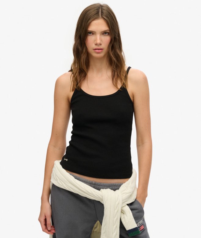 Superdry Women's Athletic Essentials Weste mit U-ausschnitt Schwarz - Größe: 40 von Superdry