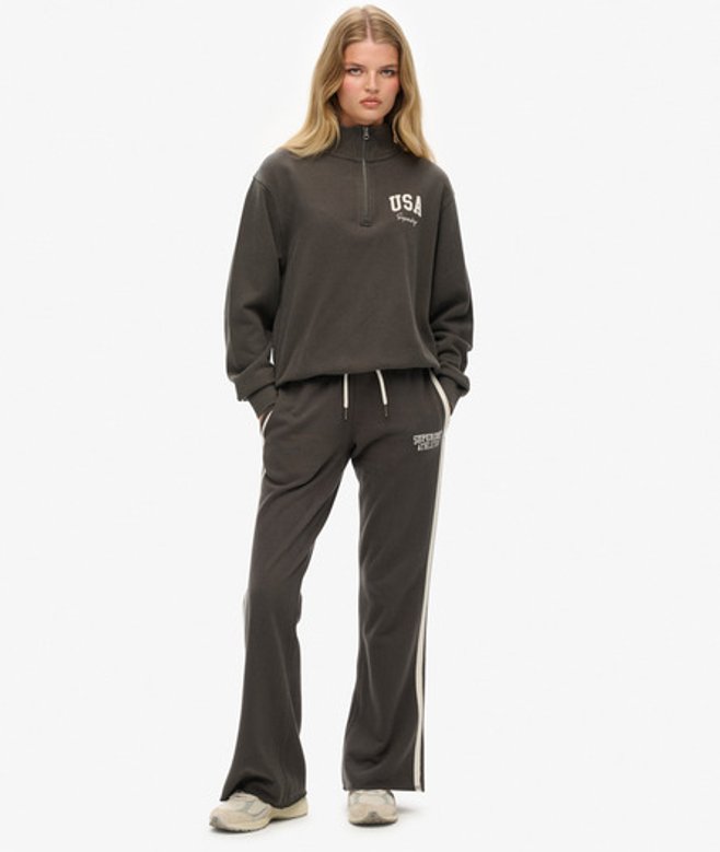 Superdry Damen Athletic Jogginghosen mit Streifen und Schlag Dark Grey - Größe: 44 von Superdry