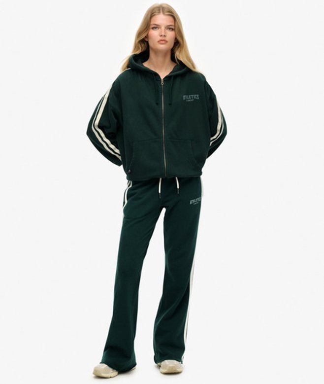 Superdry Damen Athletic Jogginghosen mit Streifen und Schlag Green - Größe: 38 von Superdry