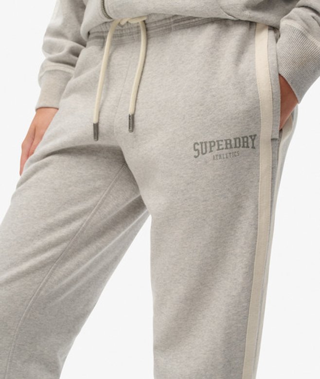 Superdry Damen Athletic Jogginghosen mit Streifen und Schlag Light Grey - Größe: 40 von Superdry