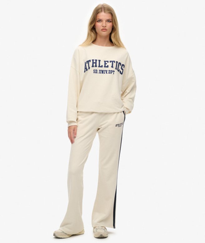 Superdry Damen Athletic Jogginghosen mit Streifen und Schlag White - Größe: 42 von Superdry