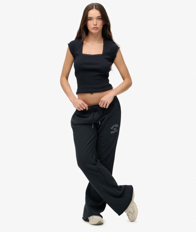 Superdry Damen Athletic Print Ausgestellte Jogginghose Navy - Größe: 38 von Superdry