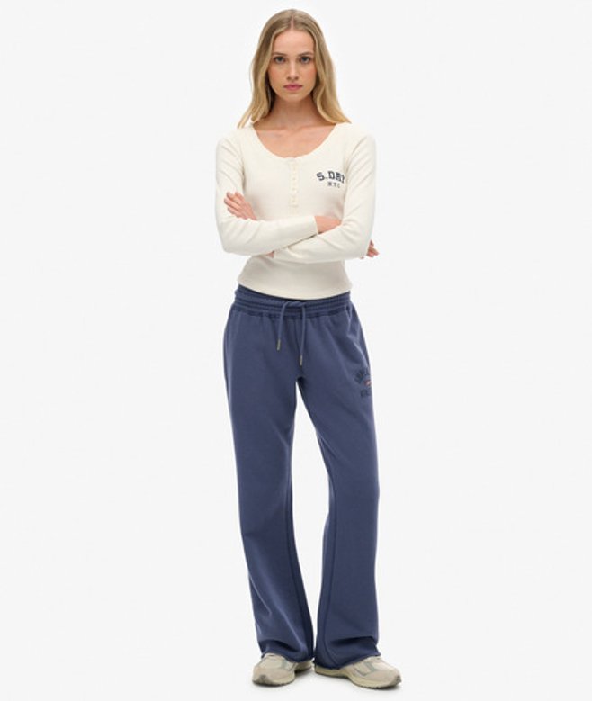 Superdry Damen Athletic Print Ausgestellte Jogginghose Navy - Größe: 40 von Superdry