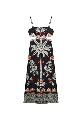 Superdry Damen Auffallendes Maxikleid mit Aussparung Dschungelfieber Schwarz 38 von Superdry