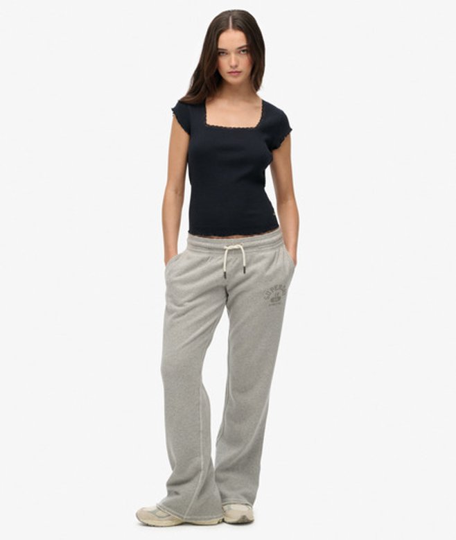 Superdry Damen Athletic Essentials Flare-jogginghose mit Tiefem Bund Grey - Größe: 36 von Superdry