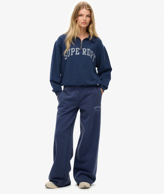 Superdry Damen Athletic Essentials Flare-jogginghose mit Tiefem Bund Navy - Größe: 36 von Superdry