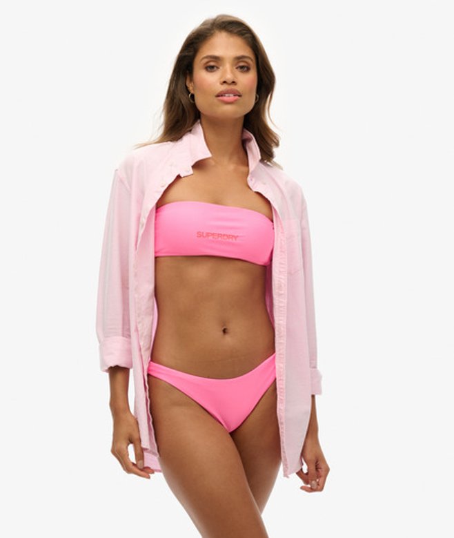 Superdry Damen Bandeau-bikinioberteil mit Logo Pink - Größe: 44 von Superdry