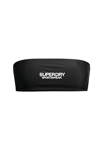 Superdry Damen Bandeau-Bikinioberteil mit Logo Schwarz 44 von Superdry
