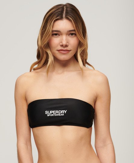 Superdry Damen Bandeau-Bikinioberteil mit Logo Schwarz - Größe: 36 von Superdry