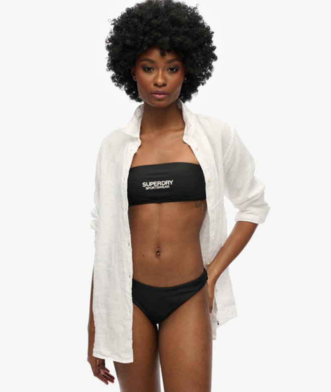 Superdry Damen Bandeau-bikinioberteil mit Logo Schwarz - Größe: 38 von Superdry