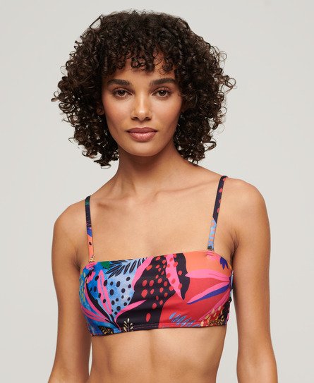 Superdry Damen Bandeau-Bikinioberteil mit Tropischem Print Bunt - Größe: 38 von Superdry