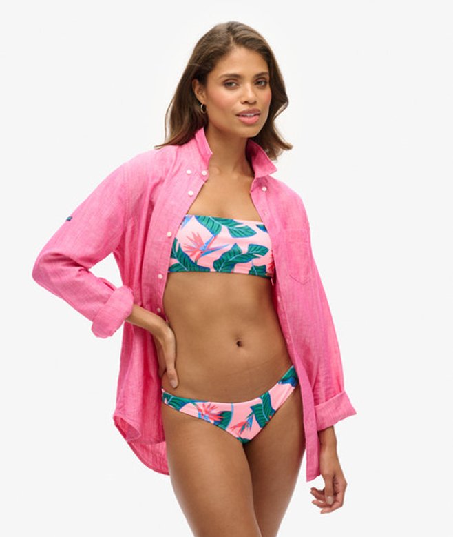Superdry Damen Bandeau-bikinioberteil mit Tropischem Print Pink - Größe: 40 von Superdry