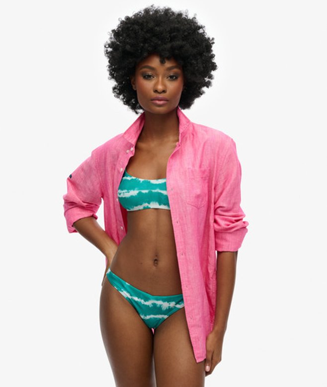Superdry Damen Batik-bikinihöschen aus Recyceltem Material Grün - Größe: 38 von Superdry