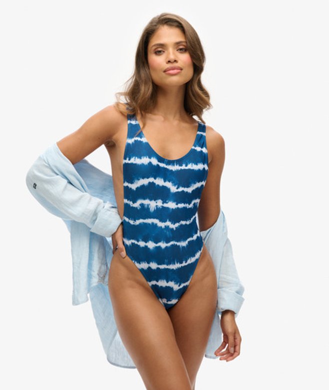 Superdry Damen Batik-badeanzug Marineblau - Größe: 40 von Superdry
