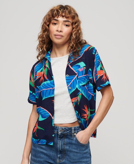 Superdry Damen Beach Resort Hemd Marineblau - Größe: 44 von Superdry