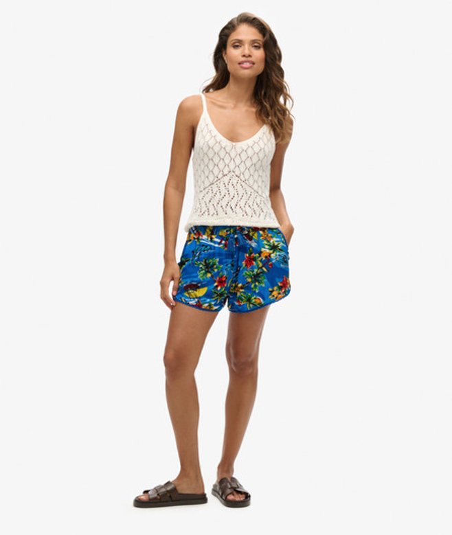 Superdry Damen Beach Shorts Blau - Größe: 36 von Superdry