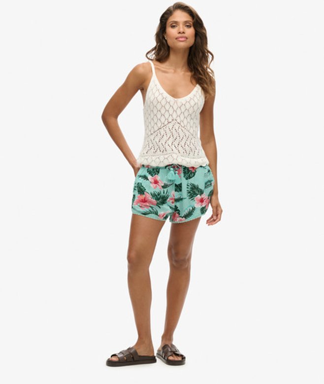 Superdry Damen Beach Shorts Grün - Größe: 38 von Superdry