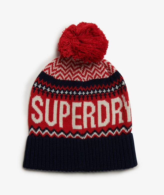 Superdry Damen Beaniemütze mit Fairisle-muster Marineblau - Größe: 1Größe von Superdry
