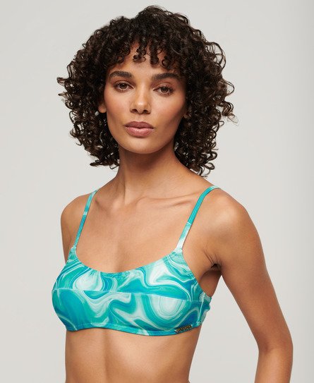 Superdry Damen Bedrucktes Bustier-Bikinioberteil Hellblau - Größe: 36 von Superdry