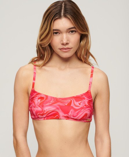 Superdry Damen Bedrucktes Bustier-Bikinioberteil Pink - Größe: 36 von Superdry