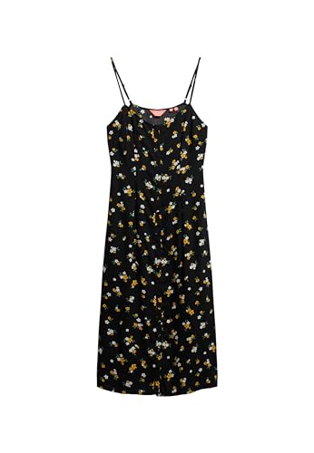 Superdry Damen Bedrucktes Midi-Trägerkleid mit Knopfleiste Candice Blumen-Print 36 von Superdry