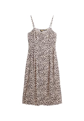 Superdry Damen Bedrucktes Midi-Trägerkleid mit Knopfleiste Pink Animal-Print 36 von Superdry