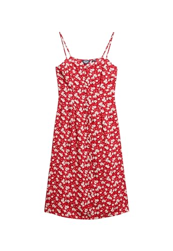 Superdry Damen Bedrucktes Midi-Trägerkleid mit Knopfleiste Rosé Ditsy-Print 44 von Superdry