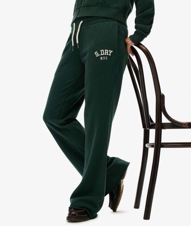 Superdry Damen Athletic Jogginghose mit Schlag und Stickerei Green - Größe: 44 von Superdry