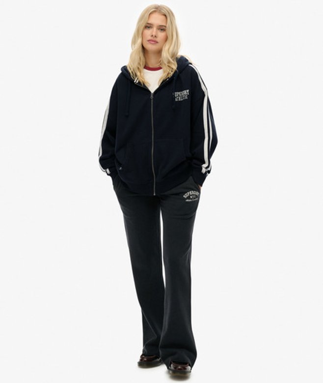 Superdry Damen Bestickte Athletic Jogginghosen mit Schlag Navy - Größe: 38 von Superdry