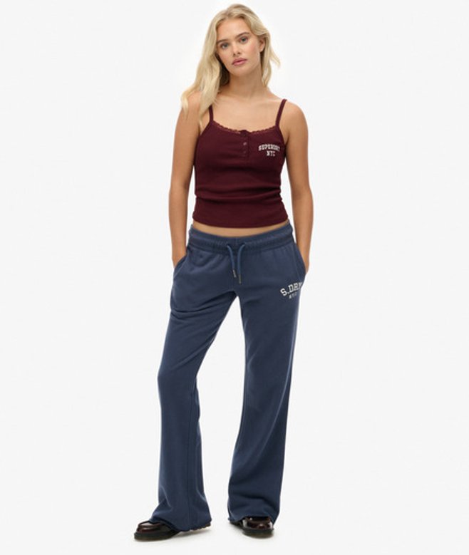 Superdry Damen Athletic Jogginghose mit Schlag und Stickerei Navy - Größe: 38 von Superdry