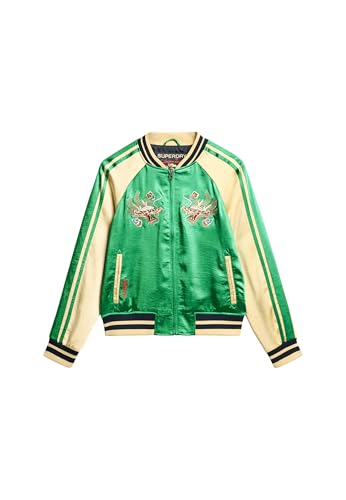 Superdry Damen Bestickte Sukajan Bomberjacke Bowling Grün 38 von Superdry