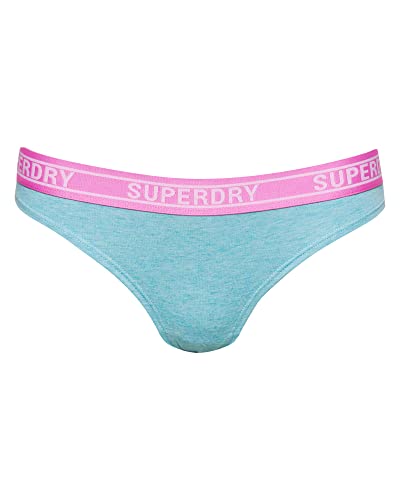 Superdry Damen Bikinihöschen aus Bio-Baumwolle mit Buntem Logo Venedig Blau Meliert 40 von Superdry