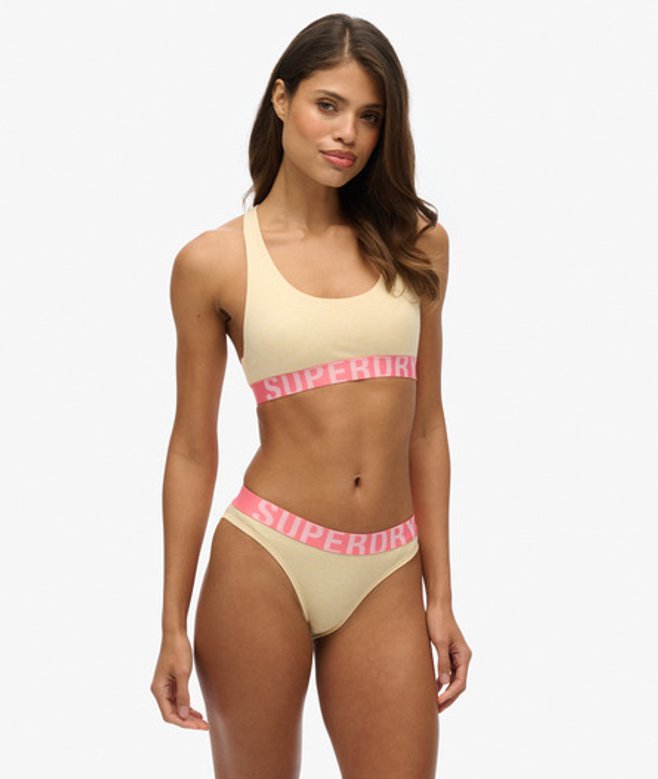Superdry Damen Organic Cotton Bikinislip mit Großem Logo Yellow - Größe: 34 von Superdry