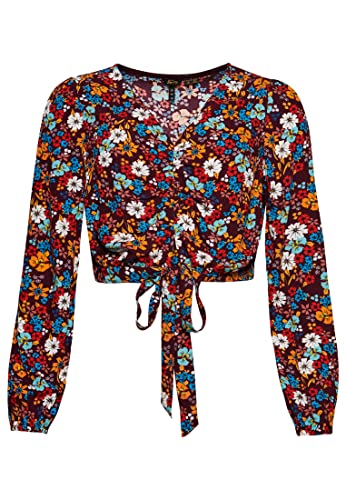 Superdry Damen Bindesaum-Oberteil im Vintage-Look 70Er-Jahre Braun Blumenmuster 38 von Superdry
