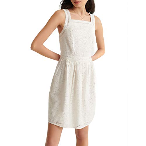 Superdry Damen Blaire Broderie Dress Kleid, Elfenbein (Chalk White FU4), S (Herstellergröße:10) von Superdry