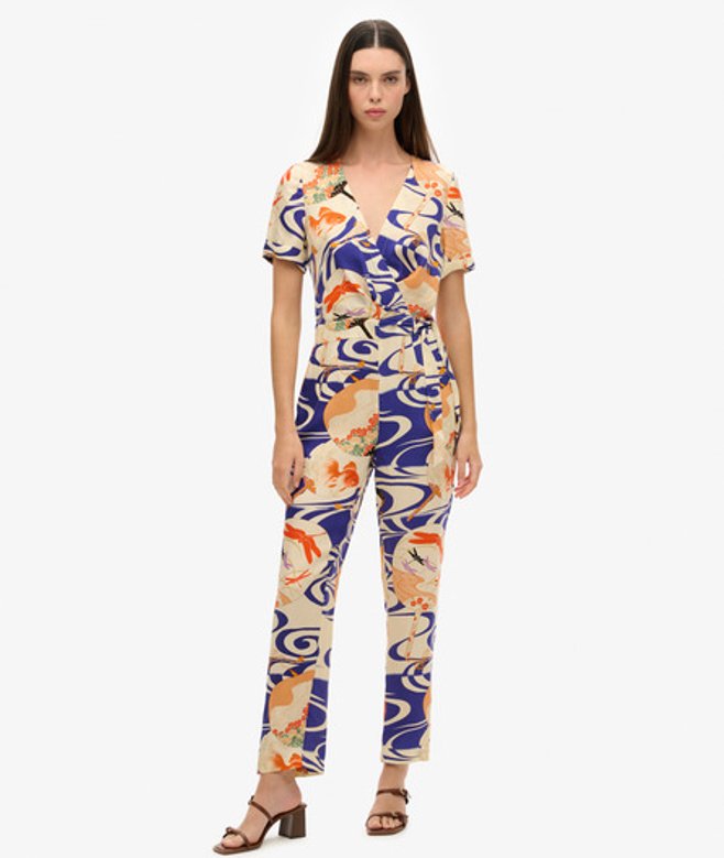 Superdry Damen Blau Vintage Jumpsuit aus Webstoff Bedruckt, Größe: 38 - Größe: 38 von Superdry