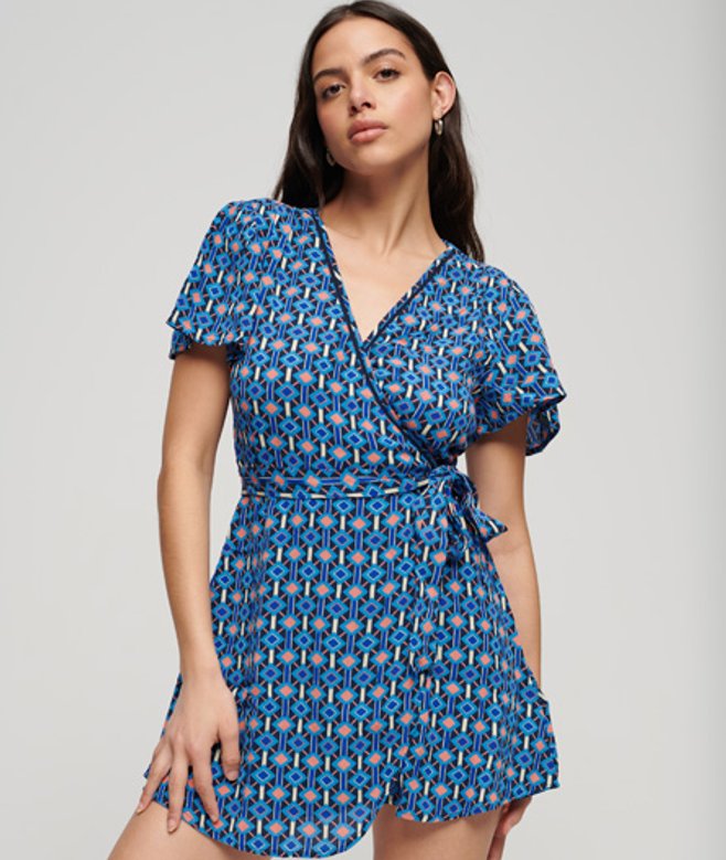 Superdry Damen Blau und Rosa Vintage Minikleid Bedruckt, Größe: 36 - Größe: 36 von Superdry