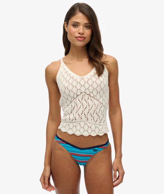 Superdry Damen Blau und Rot Bikinihöschen Gestreift, Größe: 44 - Größe: 44 von Superdry