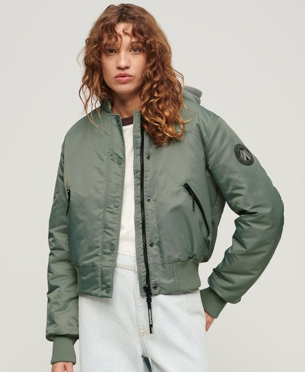 Superdry Damen Grün Bomberjacke mit Kapuze, Größe: 38 von Superdry