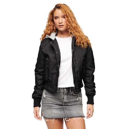 Superdry Damen Bomberjacke mit Kapuze Schwarz 34 von Superdry