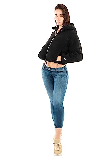 Superdry Damen Code SL Borg Zip Thru G2 – Kapuze mit Reißverschluss, Black, 36 von Superdry