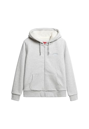 Superdry Damen Borg-gefütterter Hoodie mit Reißverschluss Gletschergrau Meliert 36 von Superdry