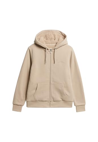 Superdry Damen Borg-gefütterter Hoodie mit Reißverschluss Kopfsteinpflastergrau 44 von Superdry