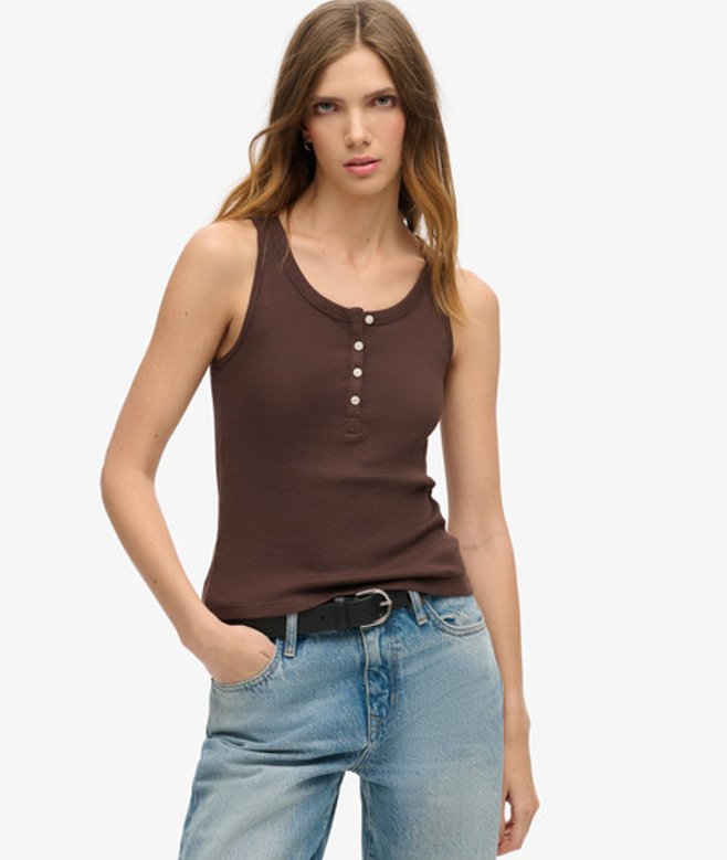 Superdry Damen Braun Button-down-trägerhemd, Größe: M/L - Größe: M/L Superdry Damen Braun Button-down-trägerhemd, Größe: M/L - Größe: M/L von Superdry