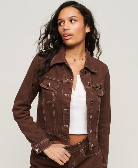 Superdry Damen Braun Verkürzte Workwear Jacke, Größe: 38 von Superdry