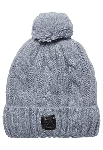 Superdry Damen Cable Beanie Hat, Mid Grau Marl Tweed, One Size von Superdry