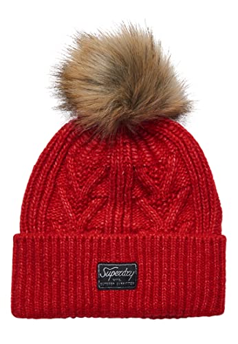 Superdry Damen Cable LUX Beanie Hat, Flame Marl, One Size von Superdry