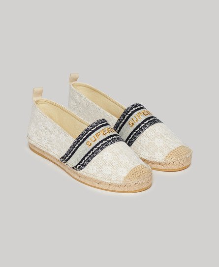 Superdry Damen Canvas-Espadrilles mit Overlay Beige - Größe: 37 von Superdry