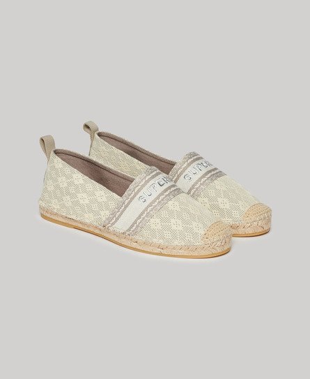 Superdry Damen Canvas-Espadrilles mit Overlay Weiß - Größe: 39 von Superdry