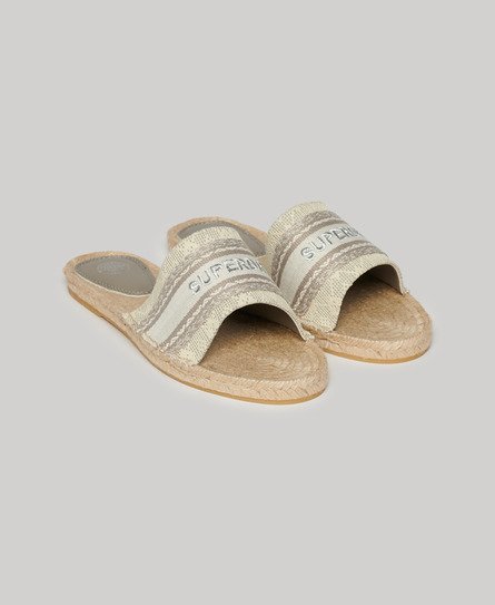 Superdry Damen Canvas-Sandalen mit Espadrilles-Overlay Weiß - Größe: 38 von Superdry